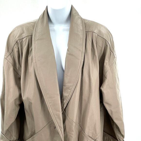 Vintage 90s Jacqueline Ferrar Tan Classic Retro Trench Outdoor Long Maxi Coat M - Picture 6 of 12